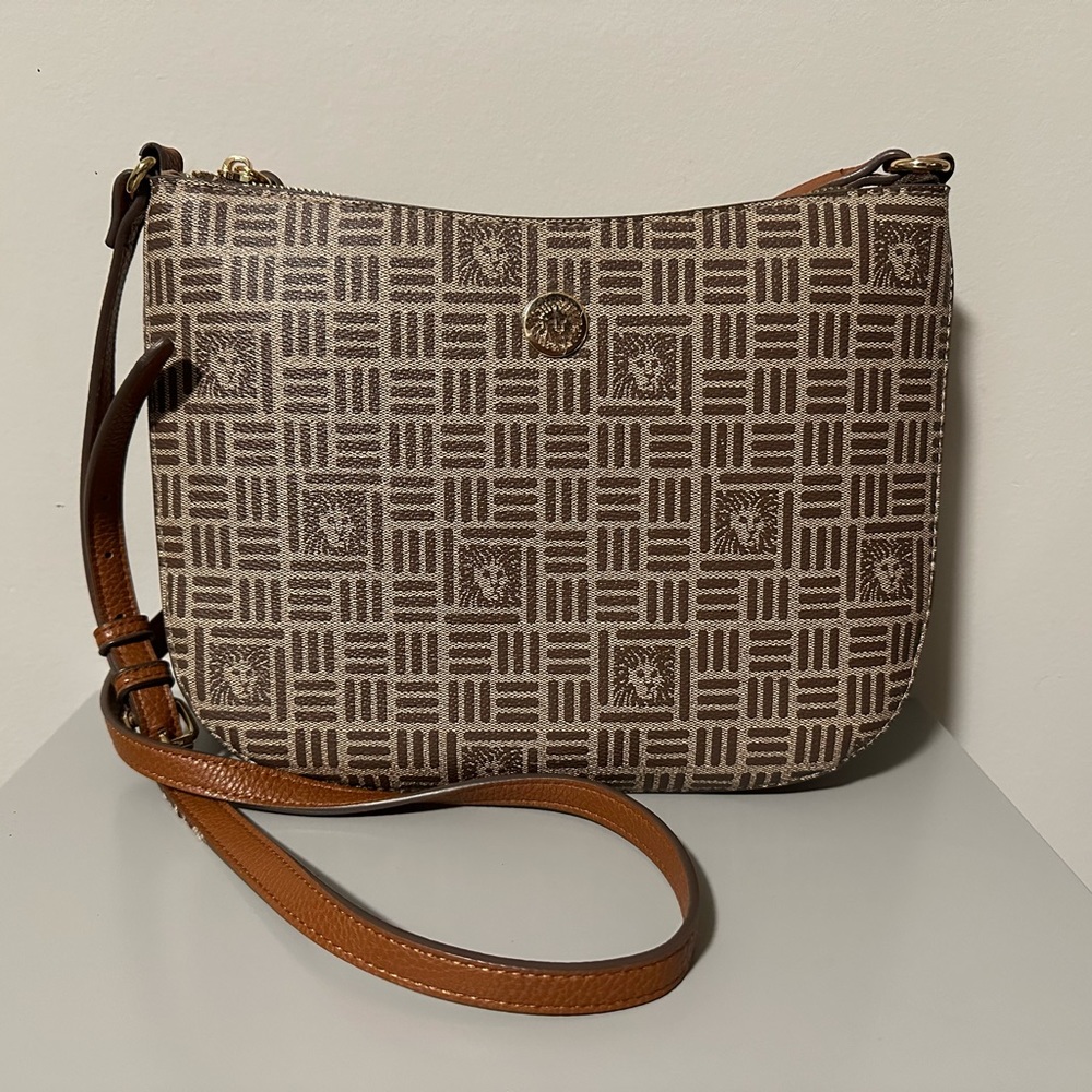 "Anne Klein" Women's Tile Lion Logo Dome Satchel Shoulder Bag
